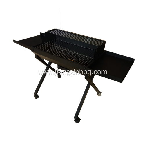 Trolley Charcoal Grill Outdoor with Side Table